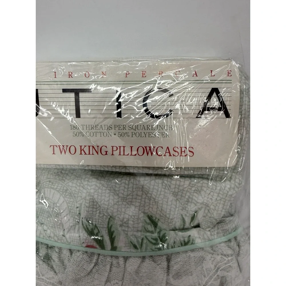 Utica 2 King Pillowcases Maiden Lace Ruffle Rose Floral Vintage No Iron Percale